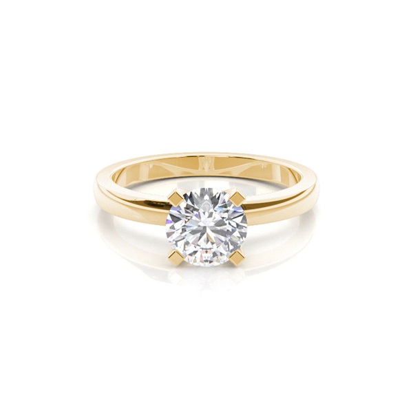 4 Prong Setting Round Diamond Plain Engagement Ring