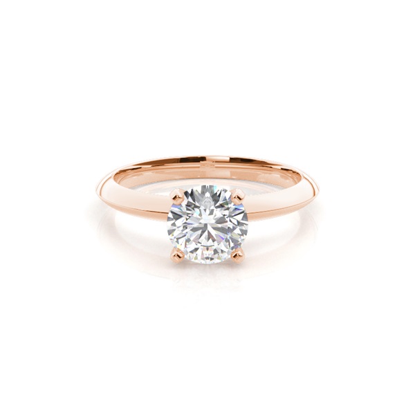 4 Prong Setting Round Diamond Plain Engagement Ring