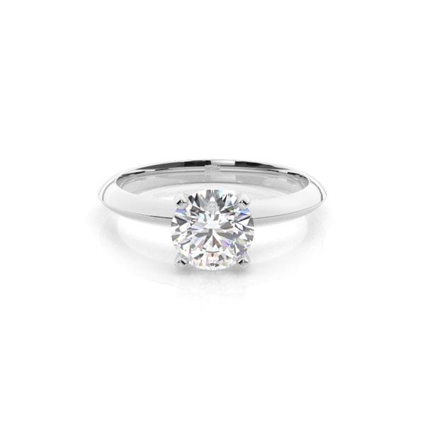 4 Prong Setting Round Diamond Plain Engagement Ring