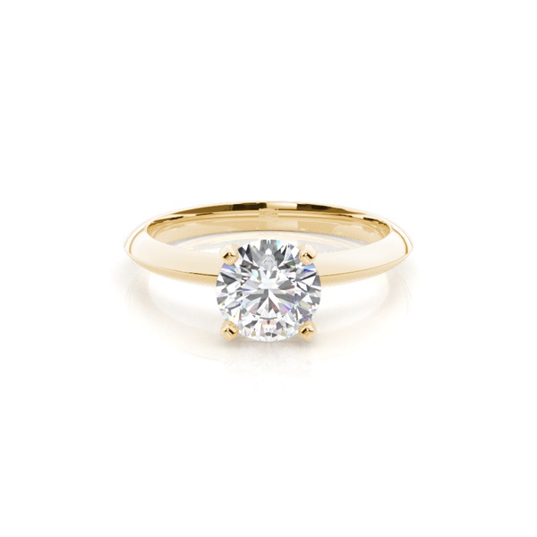 4 Prong Setting Round Diamond Plain Engagement Ring