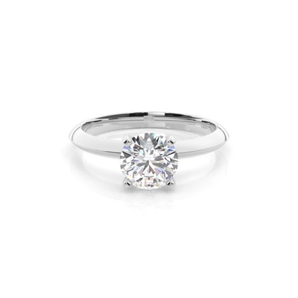 4 Prong Setting Round Diamond Plain Engagement Ring