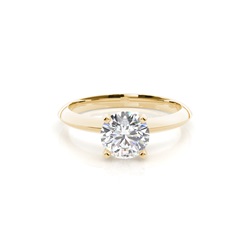 4 Prong Setting Round Diamond Plain Engagement Ring