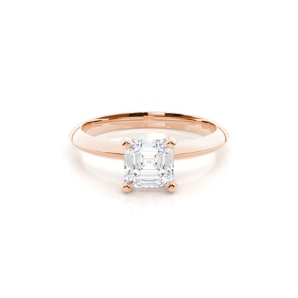 Asscher Rose Gold Solitaire Diamond Engagement Rings