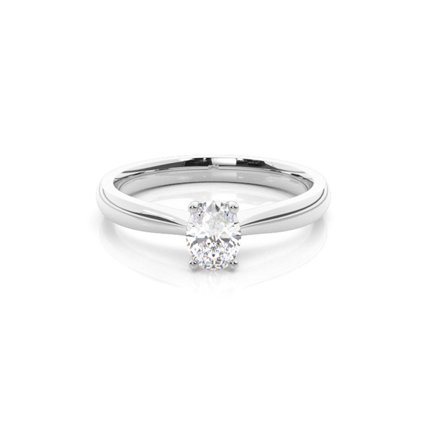 4 Prong Setting Oval Diamond Plain Engagement Ring