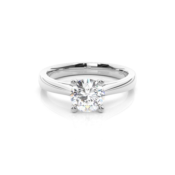 4 Prong Setting Round Diamond Plain Engagement Ring