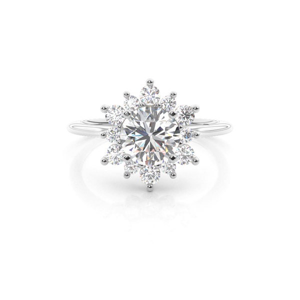 4 Prong Setting Plain Halo Engagement Ring