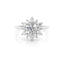 4 Prong Setting Plain Halo Engagement Ring