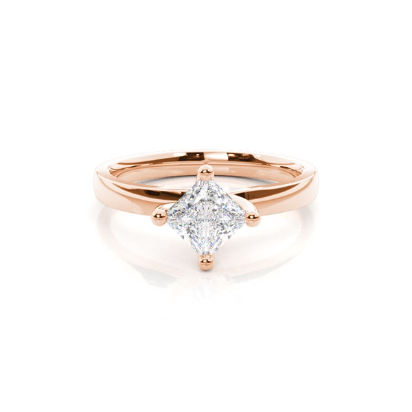 4 Prong Setting Princess Diamond Plain Engagement Ring
