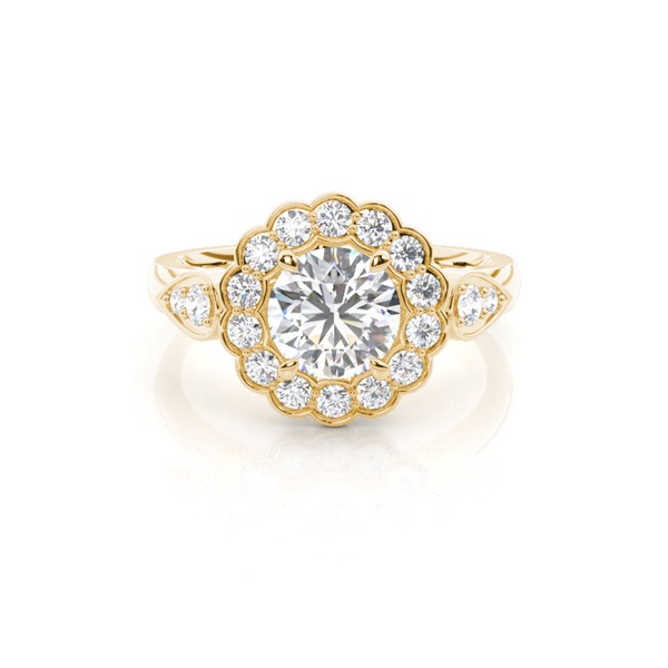 4 Prong Setting Side Stone Halo Engagement Ring