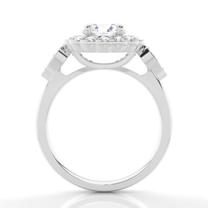 4 Prong Setting Side Stone Halo Engagement Ring
