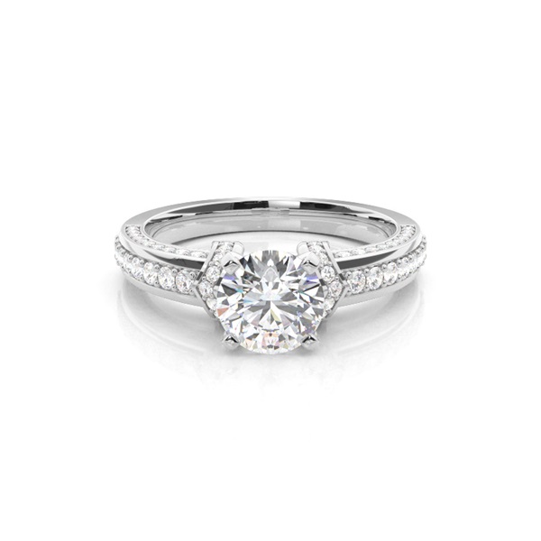 4 Prong Setting Side Stone Engagement Ring