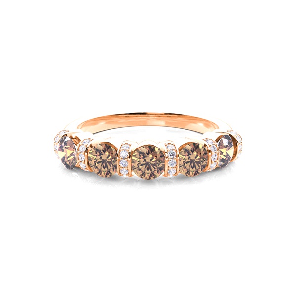Bar Setting Plain Five Stone Champagne Ring