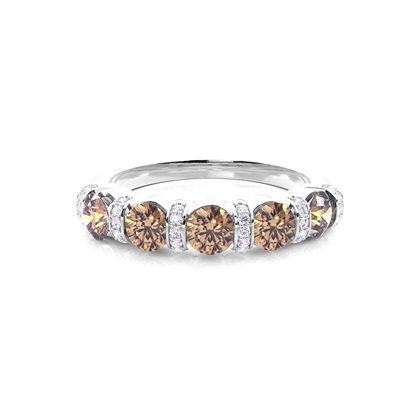 Bar Setting Plain Five Stone Champagne Ring