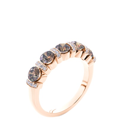 Schlichter Champagnerring mit fünf Steinen in Barfassung