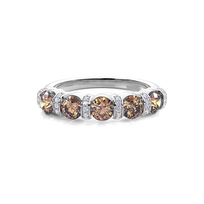 Bar Setting Plain Five Stone Champagne Ring