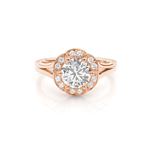 6 Prong Setting Plain Halo Engagement Ring
