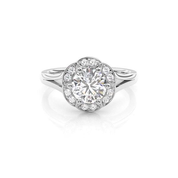 6 Prong Setting Plain Halo Engagement Ring