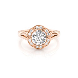 6 Prong Setting Plain Halo Engagement Ring