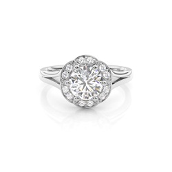 6 Prong Setting Plain Halo Engagement Ring