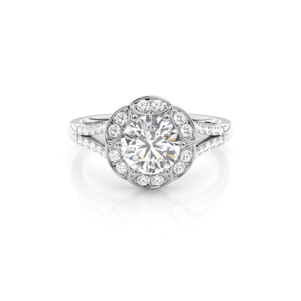 6 Prong Setting Studded Halo Engagement Ring