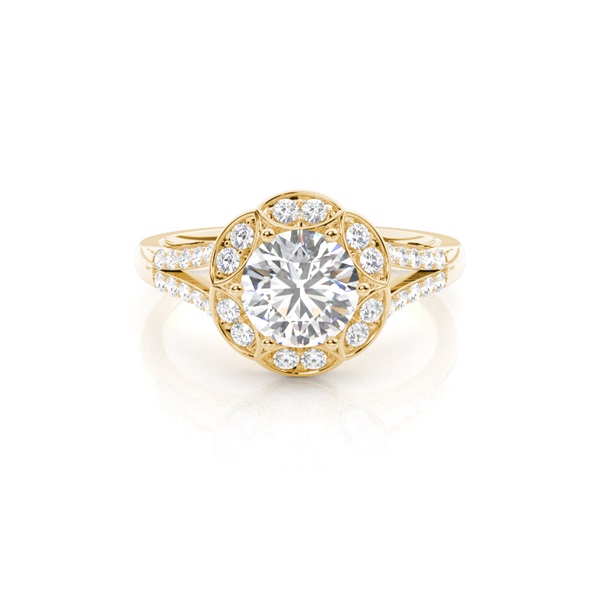 6 Prong Setting Studded Halo Engagement Ring