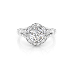 6 Prong Setting Studded Halo Engagement Ring