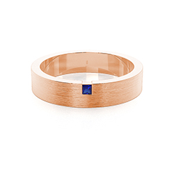 Flush Setting Princess Blue Sapphire Mens Wedding Band