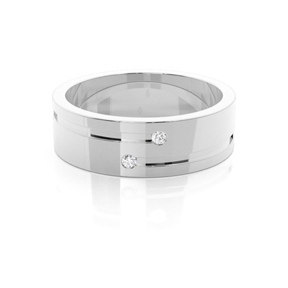 7.00mm Studded Slight Comfort Fit Diamond Wedding Band