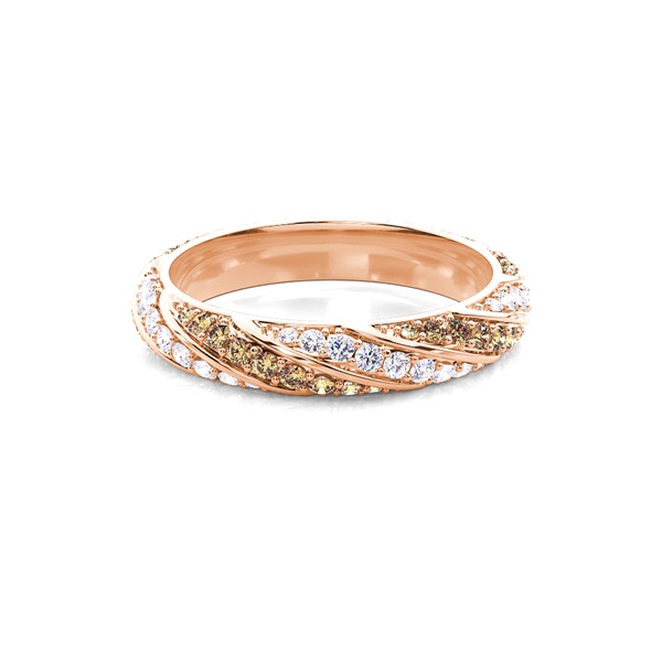 Pave Setting Full Eternity Champagne Diamond Ring