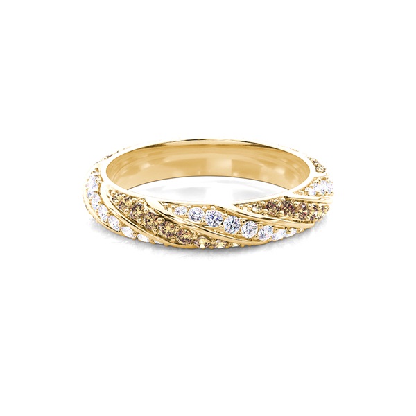 Pave Setting Full Eternity Champagne Diamond Ring