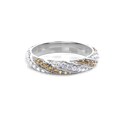 Pave Setting Full Eternity Champagne Diamond Ring
