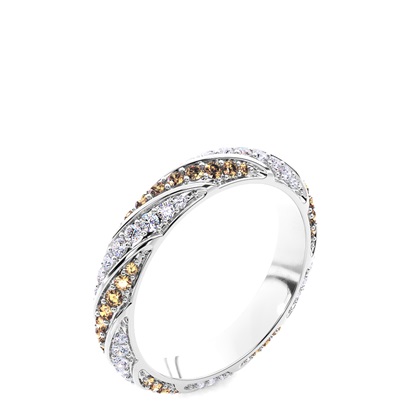 Pave Setting Full Eternity Champagne Diamond Ring