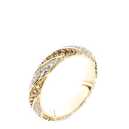Round Yellow Gold Champagne Diamond Rings