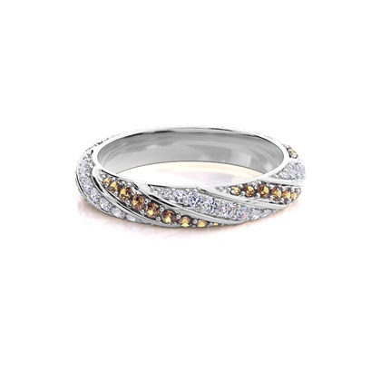 Pave Setting Full Eternity Champagne Diamond Ring