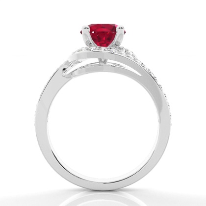 White Gold Round Ruby Engagement Ring