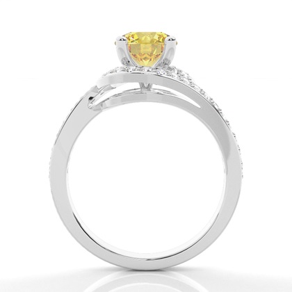 White Gold Round Yellow Diamond Engagement Ring