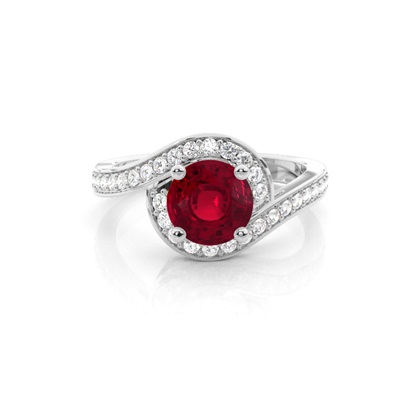White Gold Round Ruby Engagement Ring