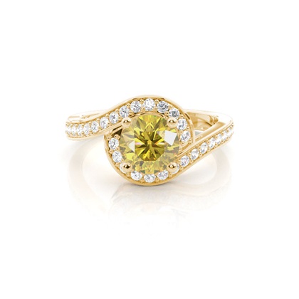 White Gold Round Yellow Diamond Engagement Ring