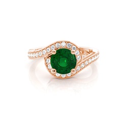 White Gold Round Emerald Engagement Ring