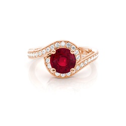 White Gold Round Ruby Engagement Ring