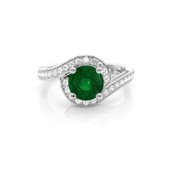 White Gold Round Emerald Engagement Ring