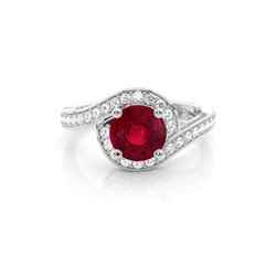 White Gold Round Ruby Engagement Ring