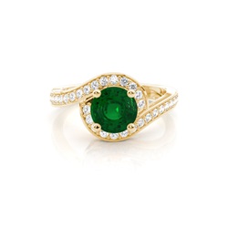White Gold Round Emerald Engagement Ring
