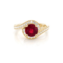 White Gold Round Ruby Engagement Ring