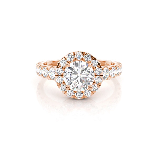 4 Prong Setting Side Stone Halo Engagement Ring