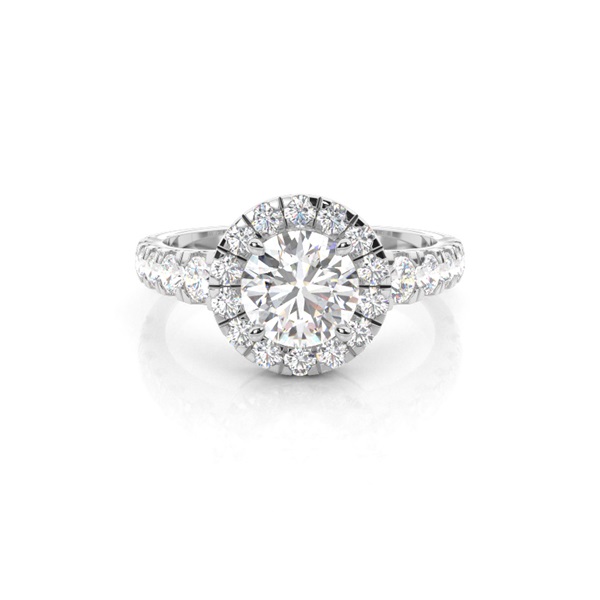4 Prong Setting Side Stone Halo Engagement Ring