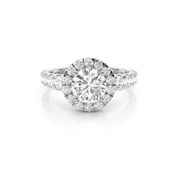 4 Prong Setting Side Stone Halo Engagement Ring