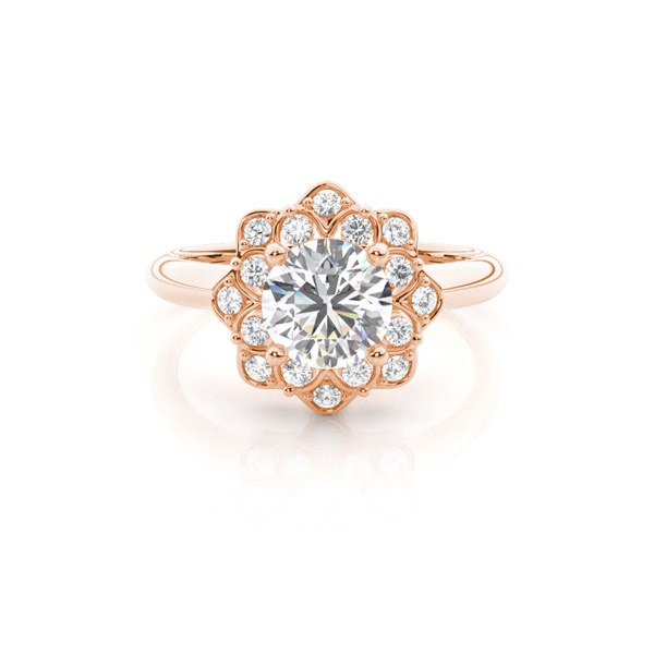 4 Prong Setting Plain Halo Engagement Ring