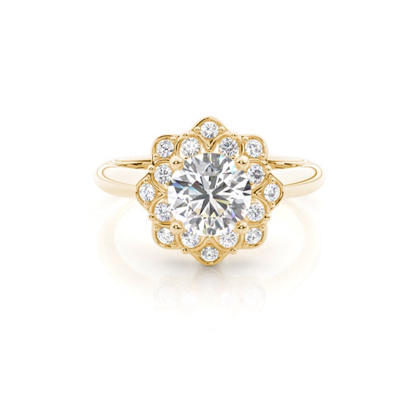 4 Prong Setting Plain Halo Engagement Ring