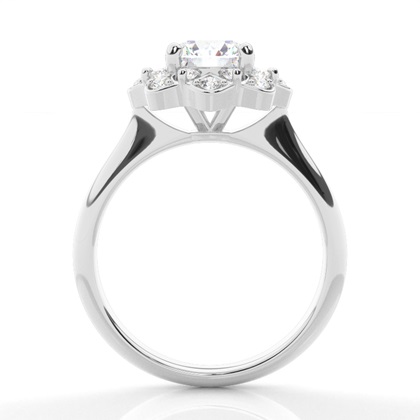 4 Prong Setting Plain Halo Engagement Ring